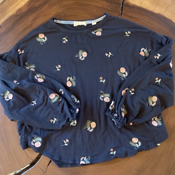 Altar’d State Floral Embroidered Black Blouse/ Size Medium - Picture 4 of 8